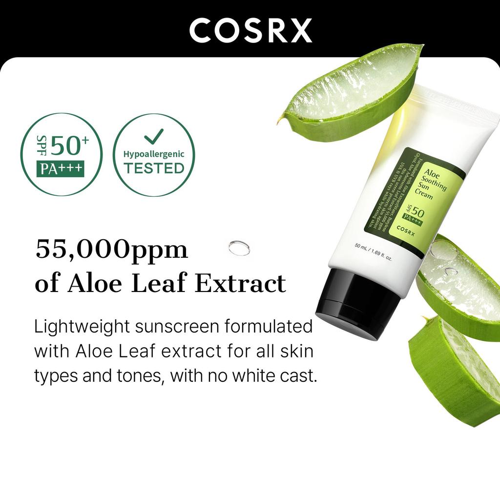COSRX Aloe Soothing Sun Cream SPF50+ PA+++ 50ml (2 Options)