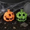 Halloween Ambient Light Cover 3D Printed Skull Pumpkin Candle Holder, Hollow Design Ornament Figurine, Multifunctional Lampshade for Party Favors