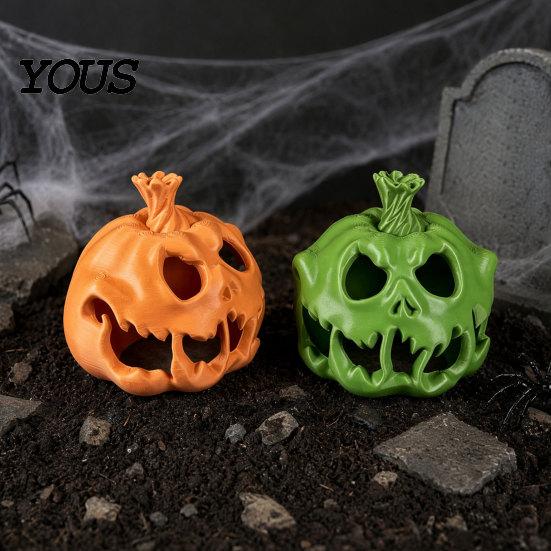 Halloween Ambient Light Cover 3D Printed Skull Pumpkin Candle Holder, Hollow Design Ornament Figurine, Multifunctional Lampshade for Party Favors