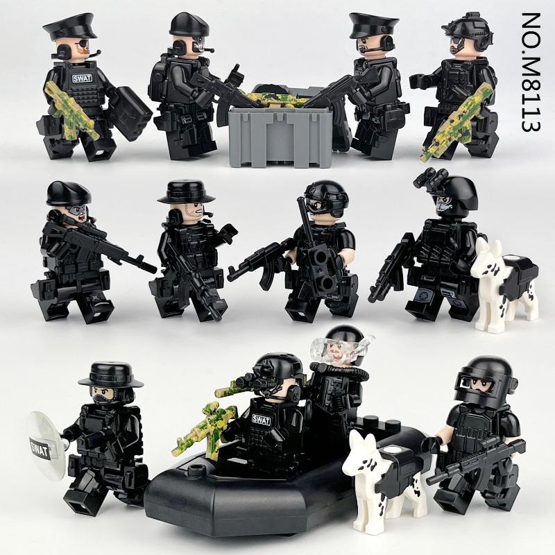 Tactical Soldier Mini Action Figures Building Blocks, SWAT Military DIY Toys with Armor, Ideal Gift for Boys & Adults