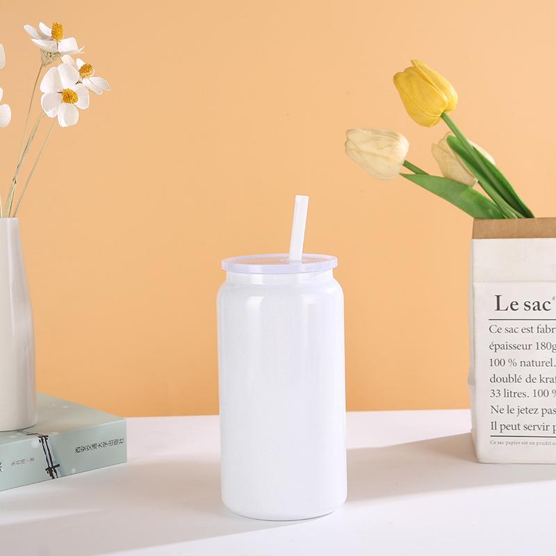 Thermos Cup High Appearance Level Mason Jar Straw Water Cup Simple Thermal Insulation Cold Color Cans