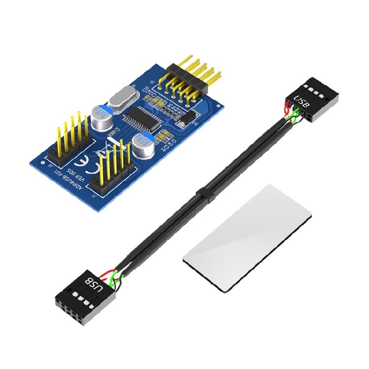 USB 2.0 9-контактный Y-разветвитель 9-контактный USB-разъем для материнской платы, штекер 1 на 2 гнезда, удлинитель для внутреннего подключения ПК и интеграции устройств 1