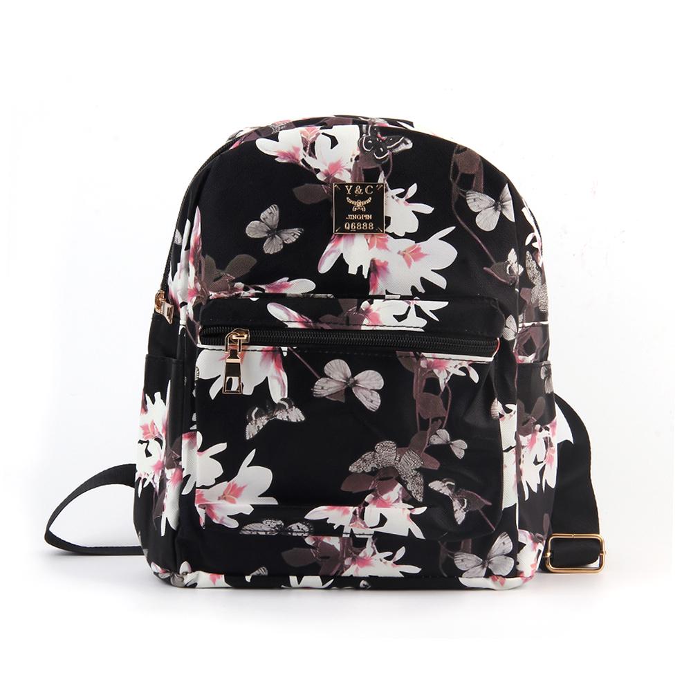 black Women Backpack High Quality Floral Printing PU Leather Backpacks Handbag black Women Backpack High Quality Floral Printing PU Leather Backpacks Handbag