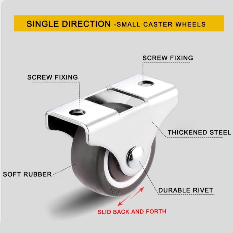 4/8Pcs Mini Rigid Caster Wheels,Small Low Profile Rubber Rolling Wheel Castors Sliding Door Pulley for Furniture,Storage Drawers