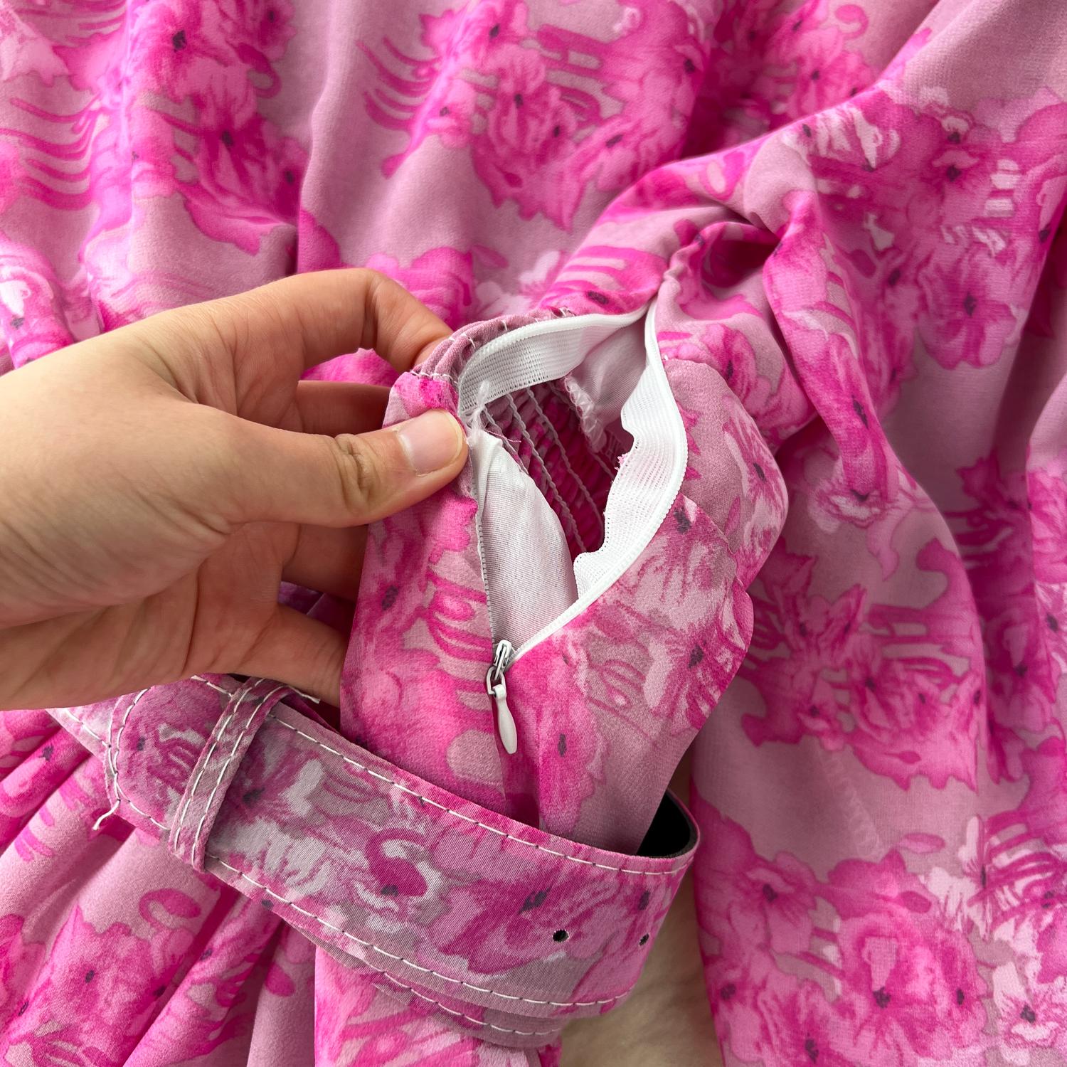 Осеннее винтажное женское платье миди с цветочным принтом — фото 8