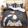 Cat Duvet Cover Set Cute Cartoon Cat Twin Bedding Sets for Boys Girls Animal Cat Pattern Queen King Size Polyester Qulit Cover