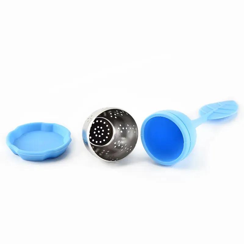 Silicone Tea Infuser Leaf Make Tea Bag Filter Strainer With Drop Tray Stainless Steel Tea Strainers Kitchen Teaware Tools YFA2005