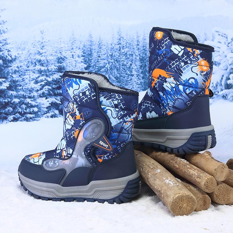 TUINANLE Boys' Winter Snow Boots, Non-Slip, Extra Warm, Medium To Large Sizes, Outdoor Hiking Footwear Children