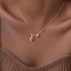 18K Gold-Plated Stainless Steel Heart and Zircon Cross Chain Brooch Necklace - NC-1650