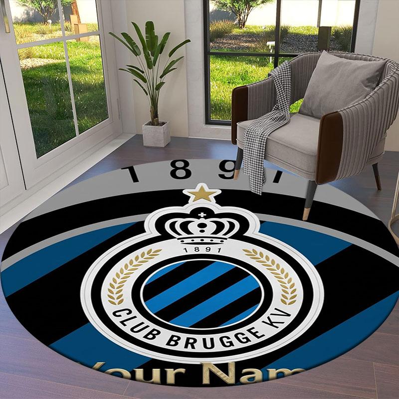 Club Brugge KV Custom Name Round Area Rug,Carpet Rug for Living Room Bedroom Sofa Playroom Decor,Non-slip Floor Mat