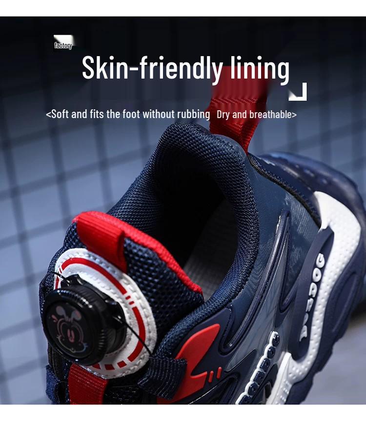 Babudou Boys' 2026 Waterproof Leather Sports Shoes for Autumn/Winter