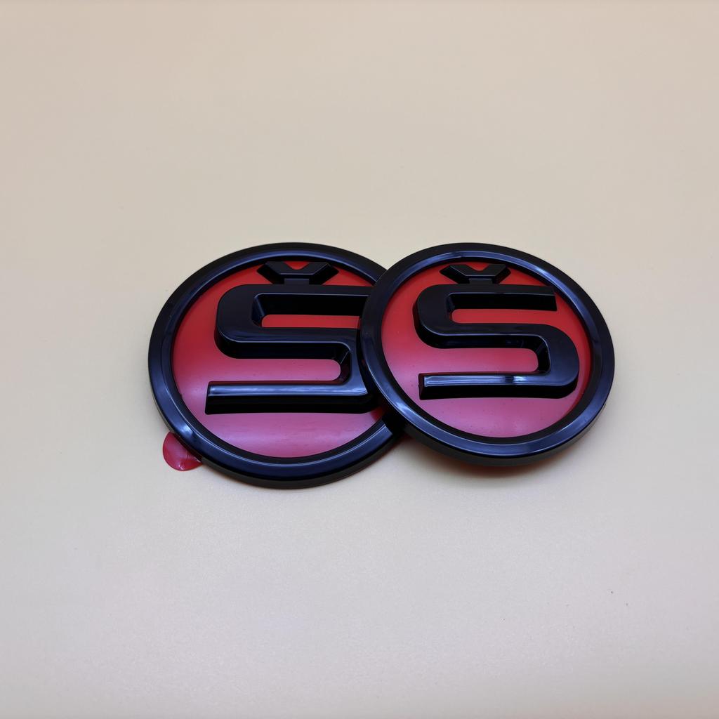 1pcs 9cm 8cm Refit S Logo Car Front Hood Rear Trunk Emblem For Fabia Octavia VRS Superb Rapid Yeti Karoq Vision Accessories