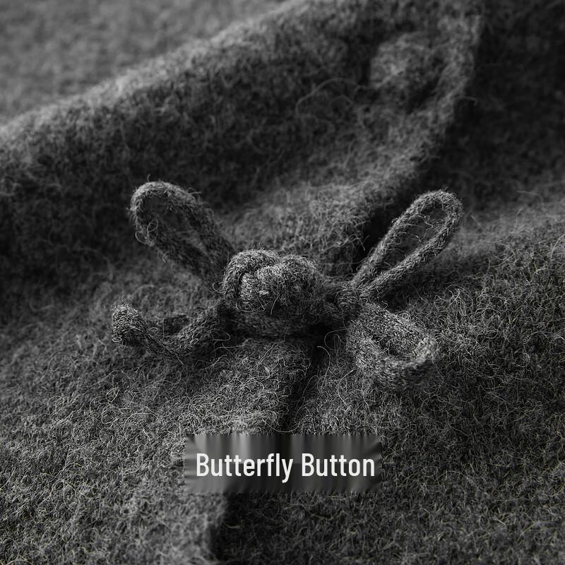 Sancai Women's 2025 Winter New Chinese Style Knit Cardigan with Butterfly Buttons