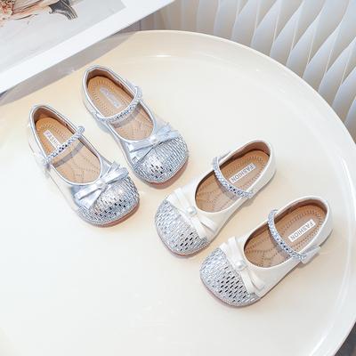 Mädchen Prinzessin Schuhe Runde Zehen Süße Schleifen Kinder Ballerinas PU-Leder 2025 Neue Mode Kinder Tanzschuhe Hochzeit Ins Trendy