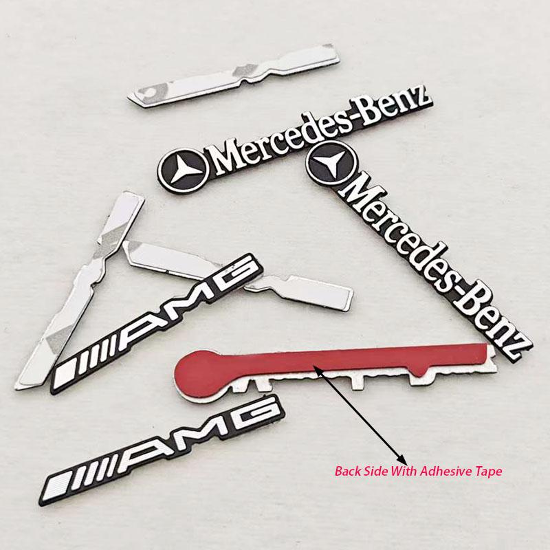 2/4/10pcs ABS Car Audio Decoration Sticker Logo Mercedes Benz And AMG Auto Badge Decal For Mercedes Benz AMG Car Accessories