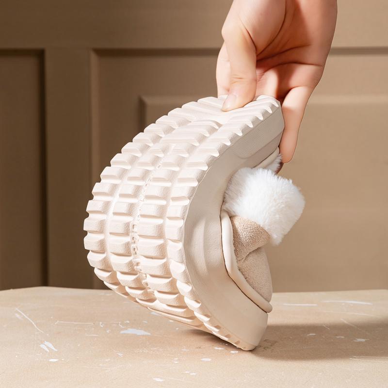 Memory foam slippers women suede platform EVA sole warm home shoes winter non-slip comfortable