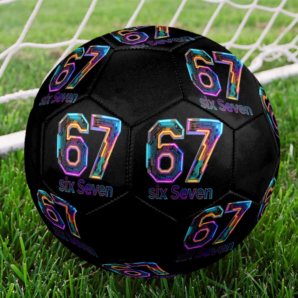 Six and Seventeen Indoor Soccer Ball Colorful Machine Stitched PVC Size 5 Team Training Competition Ready Durable High-Bounce Cool Sports Gift