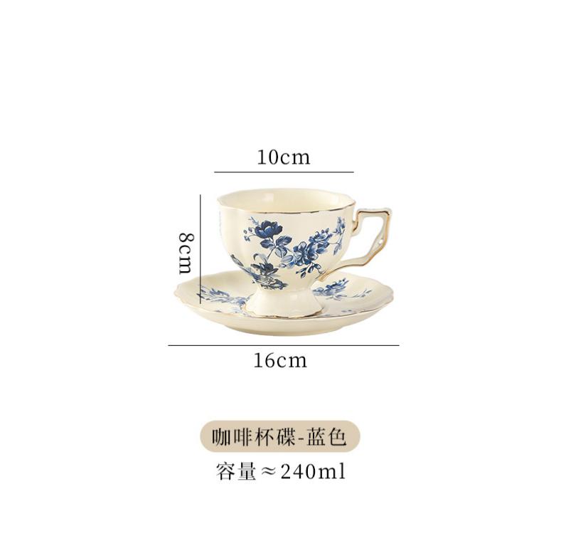 European Retro Coffee Cup and Saucer Set Afternoon Tea Coffee Teapot Dessert Plate Drinking Set Home Tea Set Office Ceramic Mug