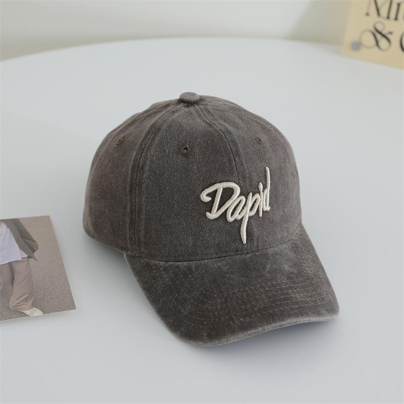 American Retro Old Baseball Hat Letter Embroidery Versatile Washing Soft Top Baseball Hat Women Show Small Face