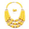 Trendy Fashion Colored Acrylic Big Beads Handmade Beaded Statement Necklace Earrings Zircon Set Women's Party Accessories