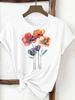 (Asian Size) trend lovely flower style Print Female Clothing T Shirt Woman Women Fashion Tee Top Short Sleeve Graphic T-shirts