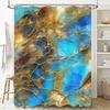 Stylish Bathroom Shower Curtain with Gold Blue Crackled Pattern Decorative Waterproof Fabric for Bathtub Area in Home Decoration