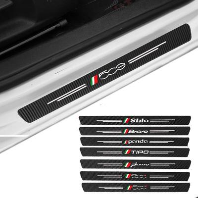 Karbon Fiber Araba Kapı Eşiği Koruma Etiketi Fiat Panda 500 500x 500l TIPO PUNTO BRAVO Stilo 500E Çıkartma Aksesuarları
