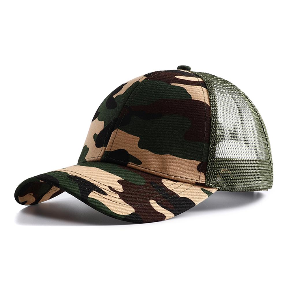 Neue Sommer Camouflage Mesh Trucker Cap Snapback Kappe Chapeau Femme Mode Unordentlicher Dutt Pferdeschwanz Baseballkappen für Damen Adjustable