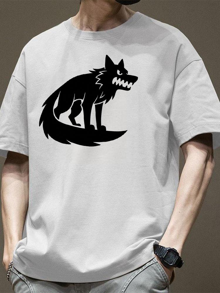 New 100% Premium Cotton T - Shirt with a Refined "Wolf King" Print   Superior Summer Loose- Fit  Breathability and Comfort