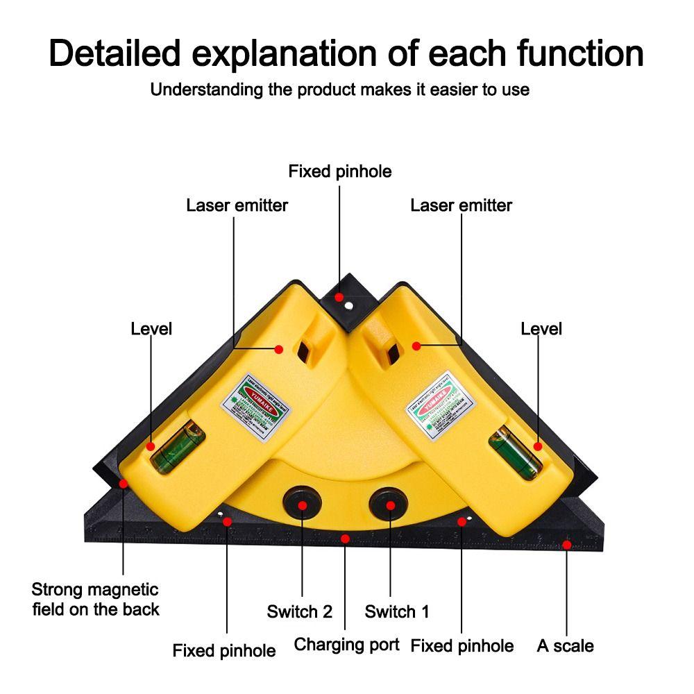 Portable 90° Infrared Laser Level Rechargeable High Accuracy Level Tool Laser Measurement Tool