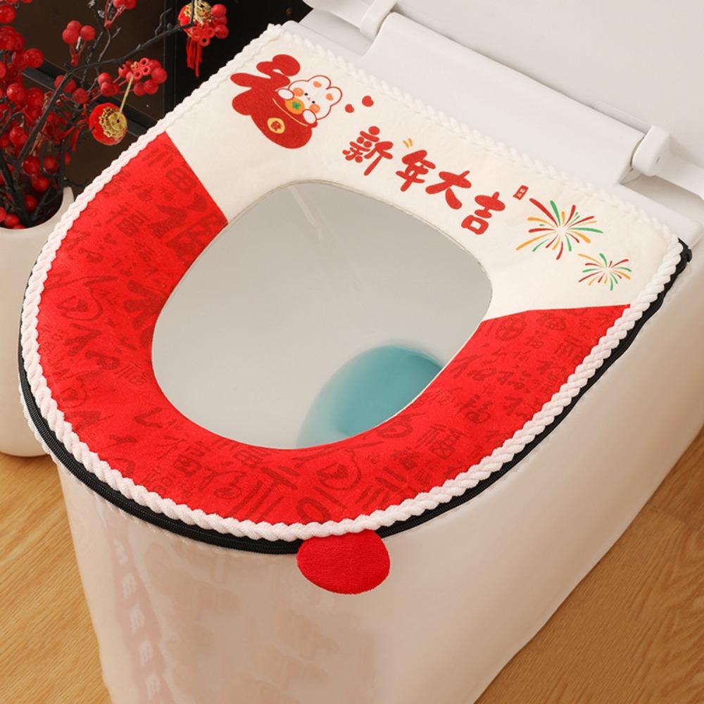 Warm Toilet Seat Cover Cartoon Washable Toilet Cushion Removable Toilet Seat Cushion  Bathroom