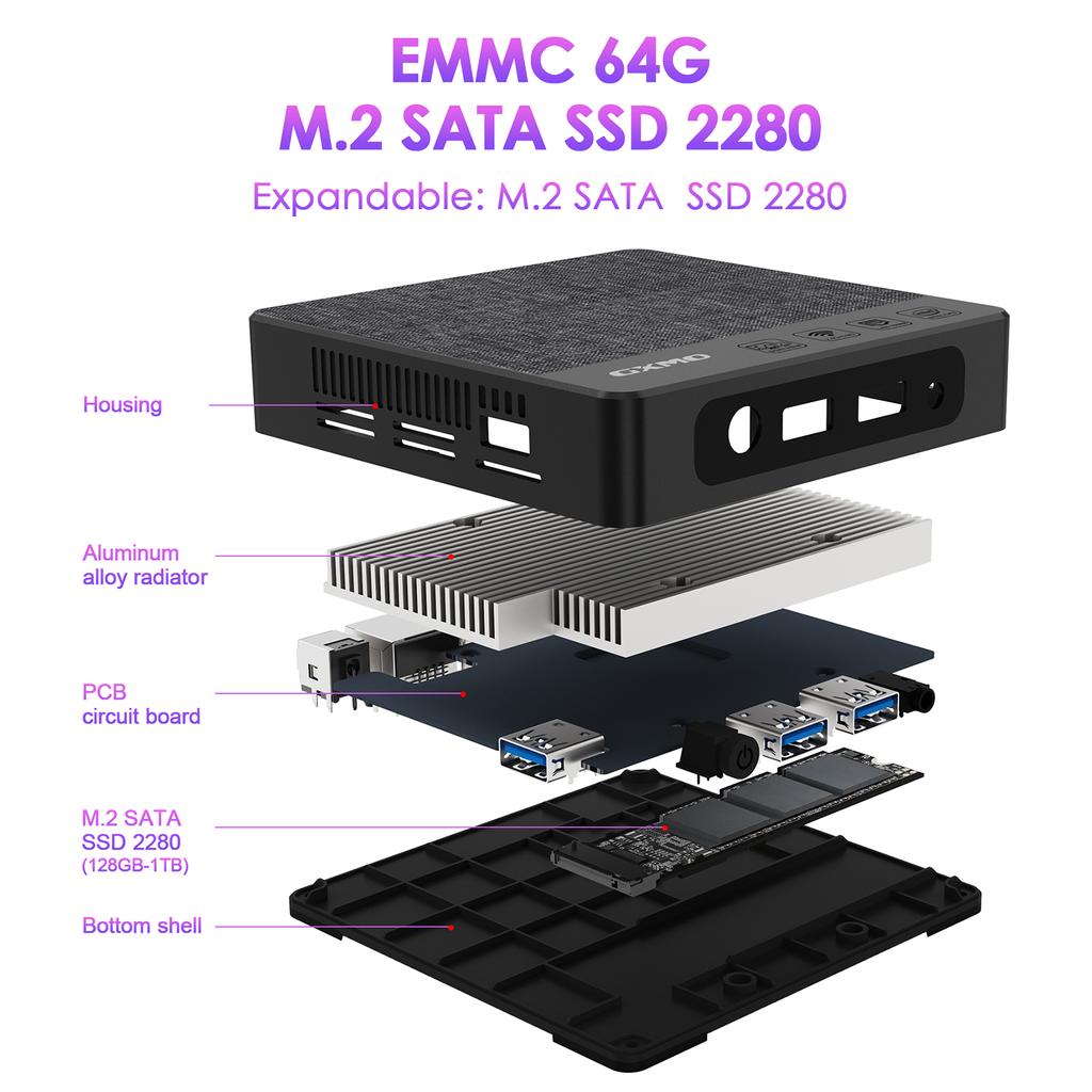 Mini PC Windows 11 Mini Desktop Computer with Intel Gemini Lake N4000 Processor 6G LPDDR4 64G EMMC