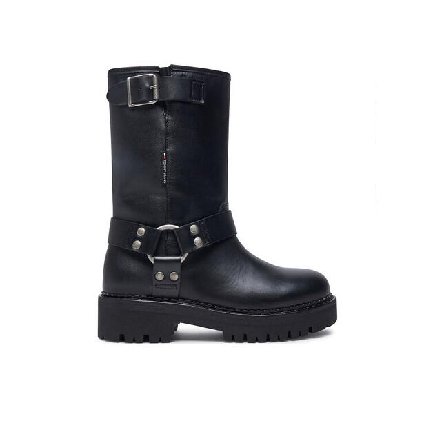Ботильоны Tommy Jeans Tjw Urban Biker Boot Leather EN0EN02728 Black