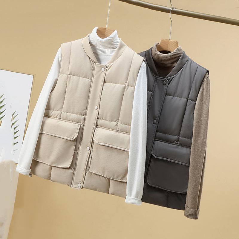 Ženy Podzim Zima Pevné Tlusté Outwear Vesta Bavlna Vycpaný Stojáček Límec Bunda Bez rukávů Kabát Vesta