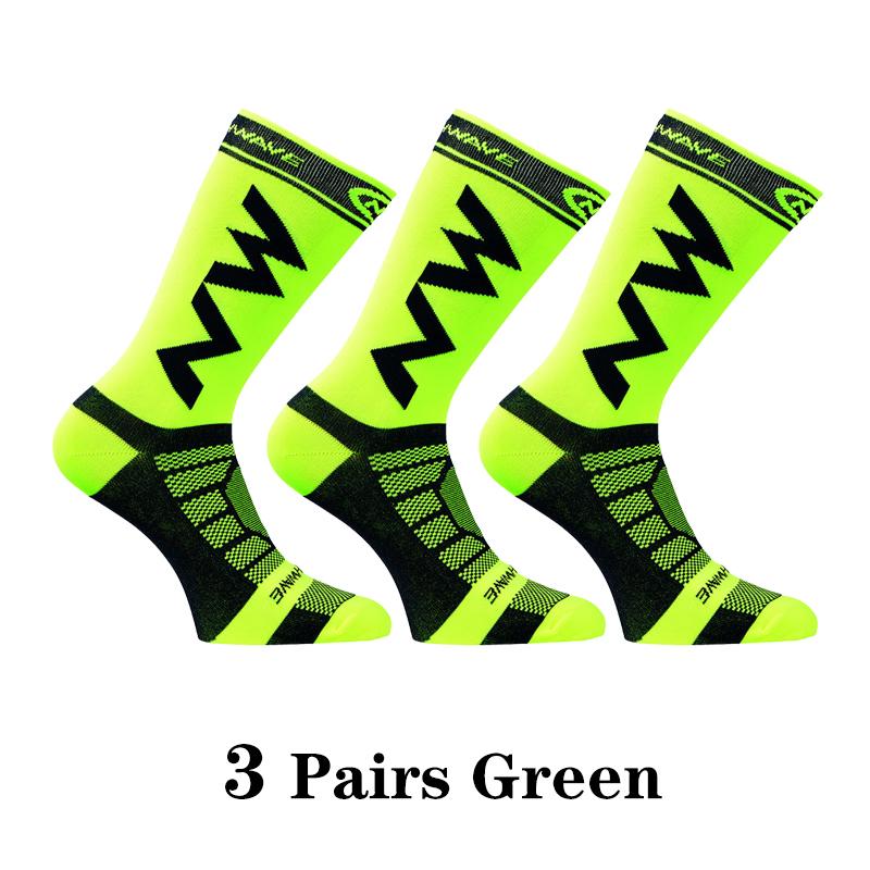 3 Pairs NW Cycling Socks Mens Outdoor Sports Running Socks Man Road Mid Tube Professional Breathable Climbing Mountain Bike Sock