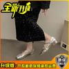 Silver single shoes of the same style women's spring new versatile light mouth retro Mary Jane shoes