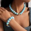 Einfacher Modischer Bunter Dopamin Acryl Runder Perlen Halskette Armband für Frauen Sommerurlaub Schmucksets Zubehör Geschenke
