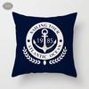 Compass Anchor Pattern Pillowcase Peach Skin Blue Mediterranean Style Gift Living Room Sofa Home Decor Car Seat Cushion Cover