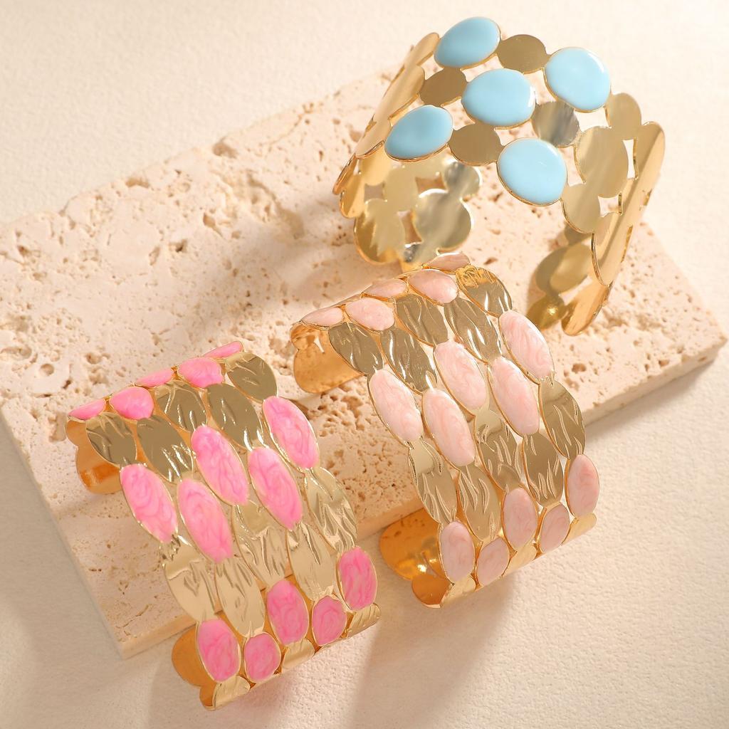 Hot-selling Fashion Dripping Metal Bracelet Niche Light Luxury Color Macaron Simple Enamel Bracelet Hand Jewelry