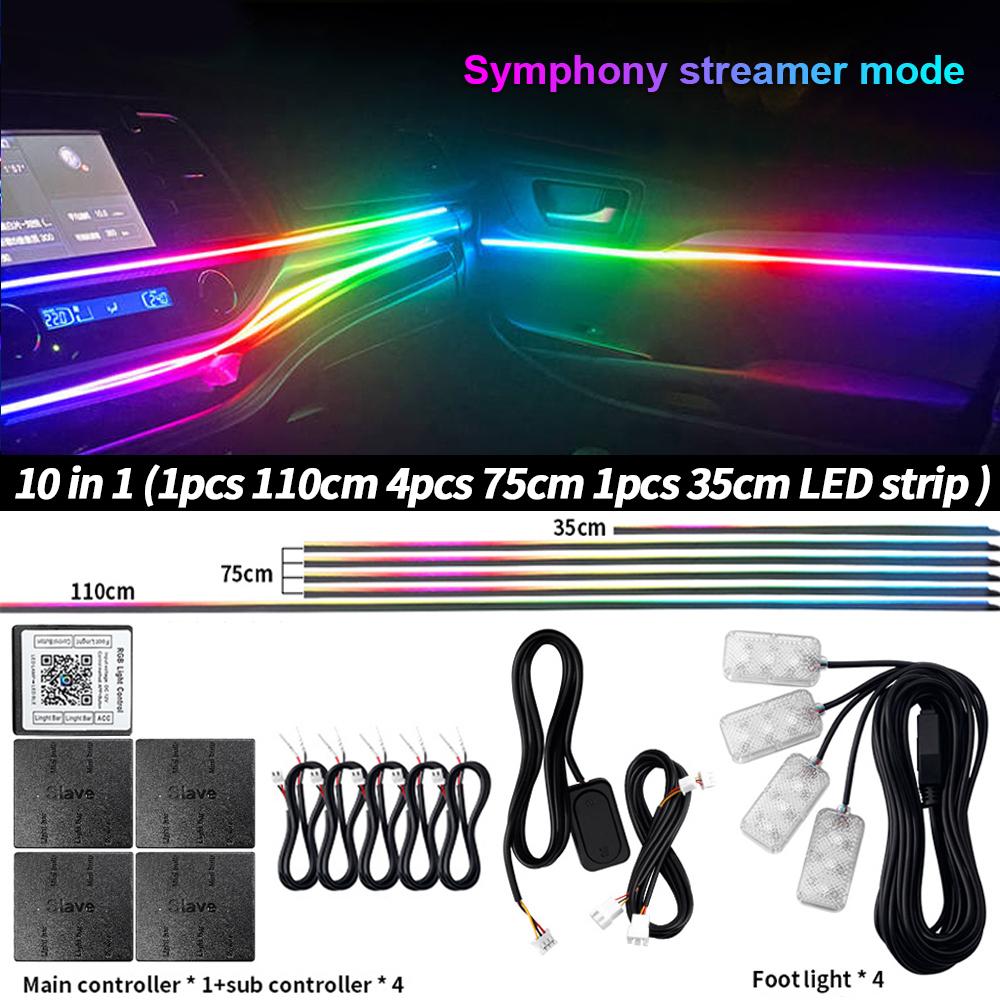 Car Accessories LED Ambient Light Interior Decoration Product Symphony Full Colors Streamer Hidden Acrylic Strip For BMW Toyota