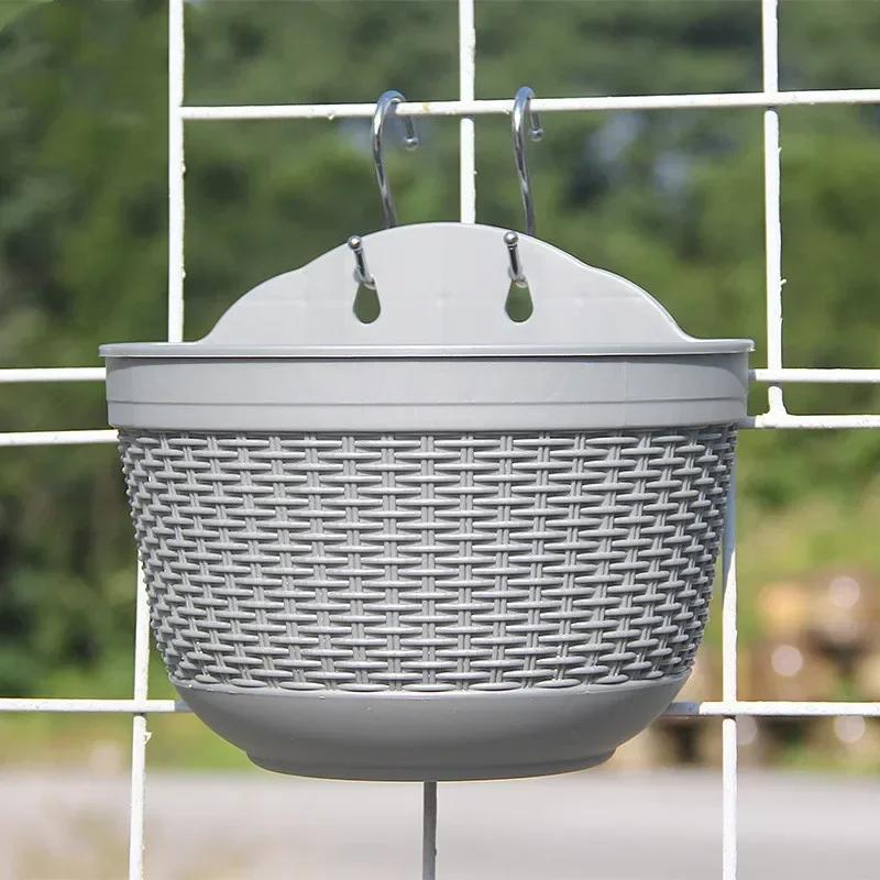 

Настенный цветочный горшок, пластиковый полукруг, подвесная корзина, растения, горшки для рассады, украшение для сада, подвеска для дома и улицы серый