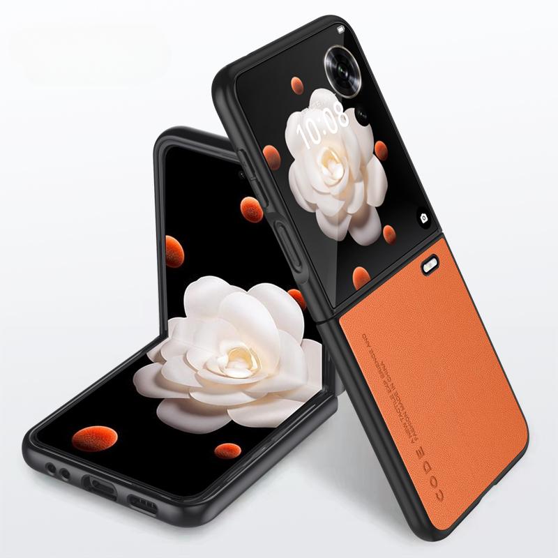 

Чехол для Honor Magic V Flip Силиконовый однотонный противоударный защитный чехол из искусственной кожи для Honor Magic V Flip LRA-AN00 Бампер с мягким краем LRA-AN00 оранжевый
