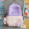 Schoolbag Japanese cartoon cat backpack plaid small fresh and sweet student schoolbag simple shopping high value backpack