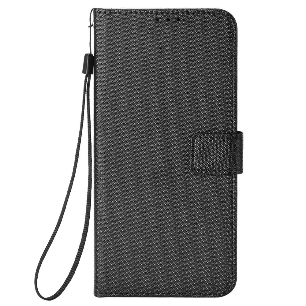For itel City 100 4G Leather Wallet Case with Strap Diamond Texture Phone Cover