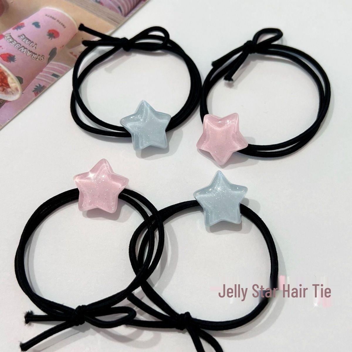 

Glitter Blue Pink Star Hair Ties with Cute Ponytail Bracelets - Sweet Girly Style зірка/синій