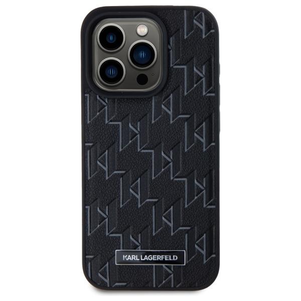 Karl Lagerfeld Klhmp15Lpkhporpk Iphone15 Pro 6.1 Hardcase Czarny/Black Leather Monogram Metal Logo Magsafe