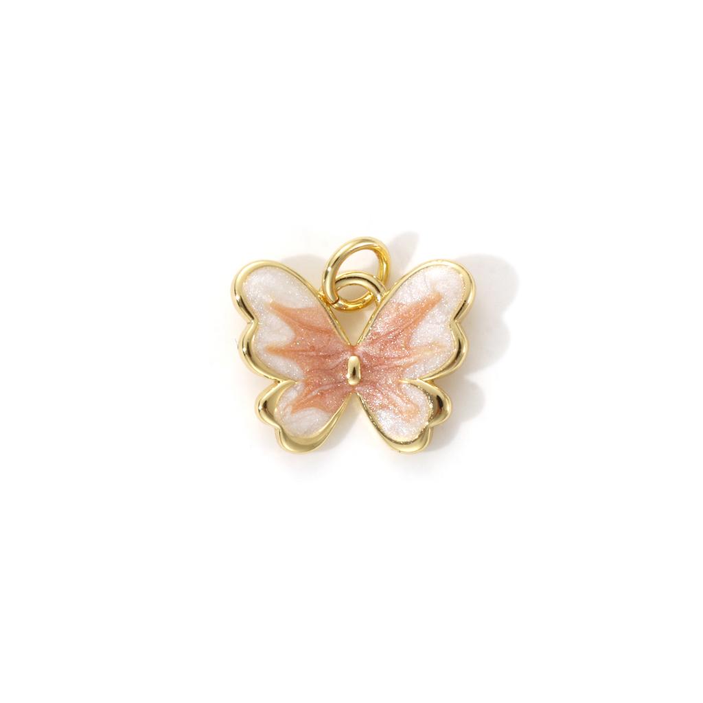 2pcs Enamel Flower Butterfly Brass Charms 18k Gold Plated Multicolor Exquisite Small Pendants For Earrings Necklace Findings