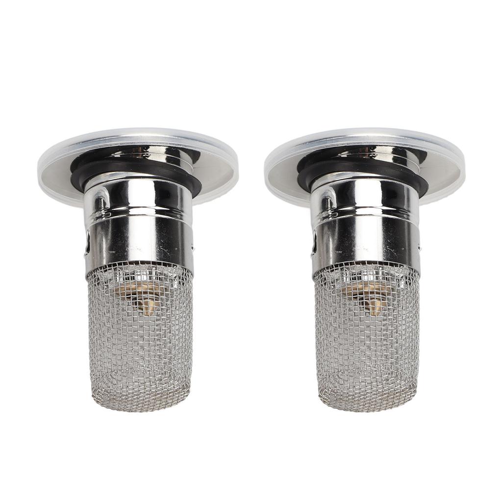 2Pcs Stainless Steel Floor Drain Filter Popup Design Bathroom Sink Stopper Hair Catcher with Rubber