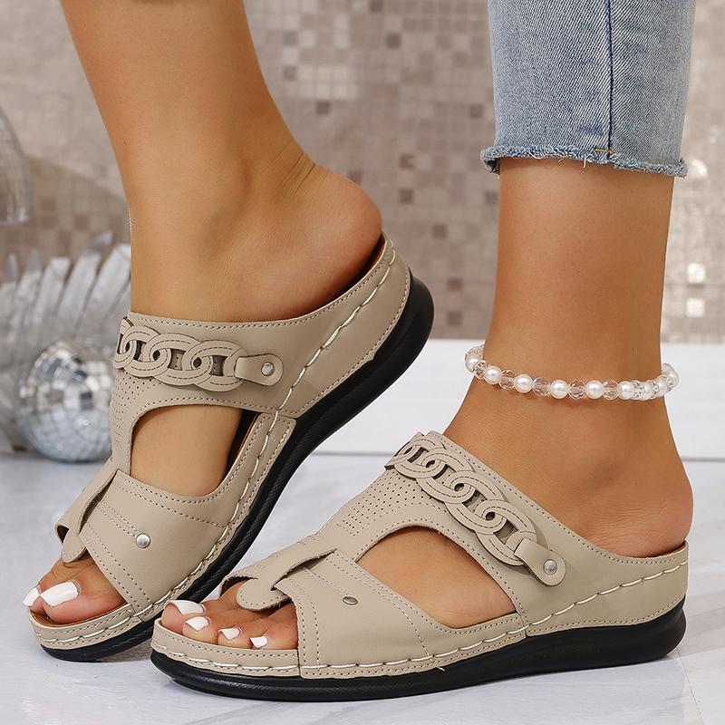 Fashion Vintage Hollow Out Women's Wedge Sandals Summer Comfortable Lightweight Beach Sandles Woman Plus Size 36-43 Thick Sole Slippers