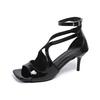 Fashion 2025 New Summer New Fashionable Sandals Stiletto High Heel Open Toed Sandals Square Head Party Sexy Large Women's Shoes